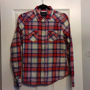 American Eagle Outfitters AEO cotton flannel pearl snap shirt medium